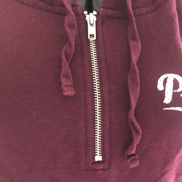Pink Victoria Secret 3/4 zipper hooded sweatshirt - Picture 7 of 8